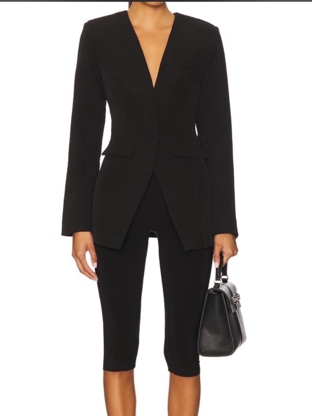 REVOLVE Black Tailored V-Neck Blazer